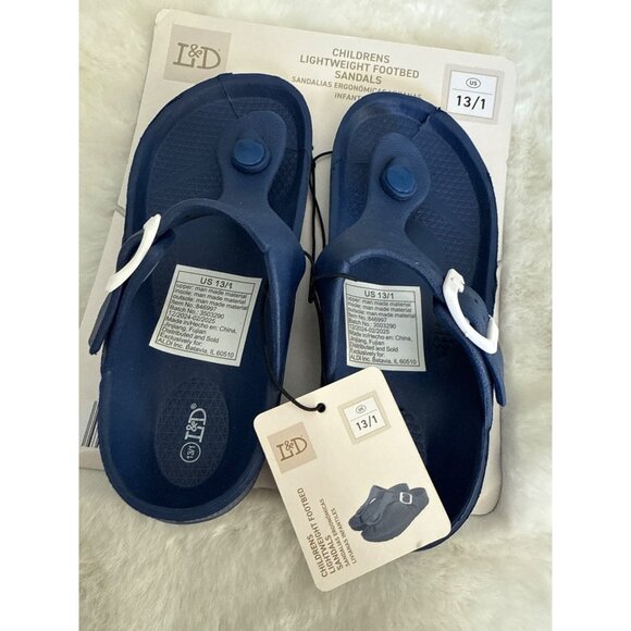 Lily & Dan Girl's Navy Lightweight Footbed sandal shoes size 13/1 NEW - Picture 2 of 4